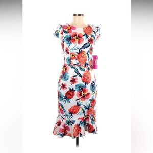 Betsey Johnson Floral Dress with Ruffle Hem-Size 10